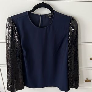 J.Crew navy and black sequin blouse - sz S nwt!